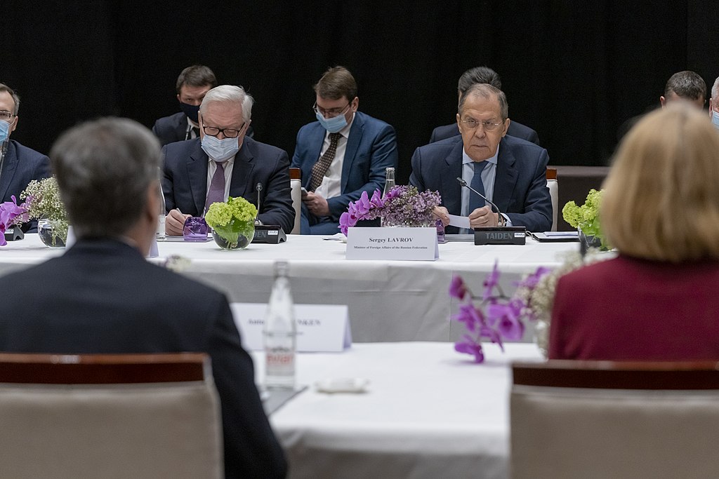 Russian Deputy Foreign Minister Sergey Ryabkov and Foreign Minister Sergey Lavrov at diplomatic talks in Geneva