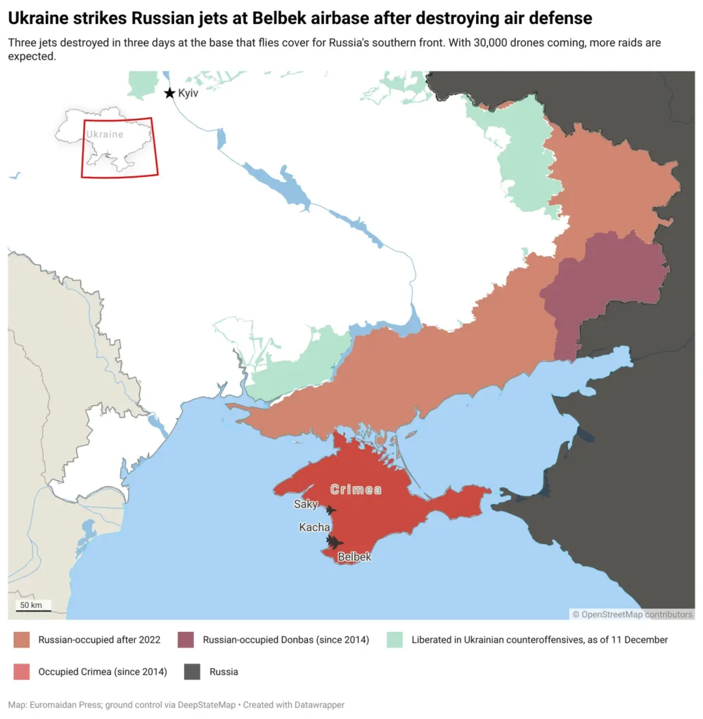 Ukraine strikes Crimean Belbek airbase saky kacha