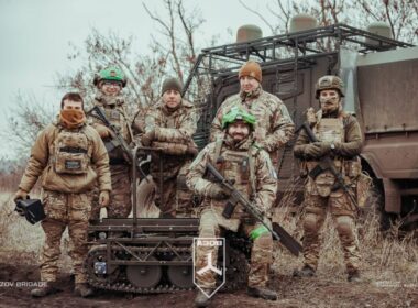 ukraine’s war logistics go robotic battle zones · post ground drone operators front dzura armored vehicle 2025 оператори нрк на тлі бронемашини джура рік фото 12 бригада нгу азов several