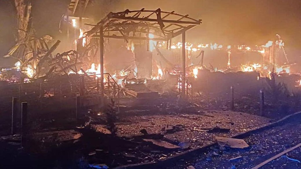 russian drones strike odesa christmas night killing one injuring two civilians · post fire industrial facility oblast after drone attack overnight 25 2025 пожежа на одещині унаслідок атаки рф вночі