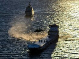 russian shadow fleet "Fitburg" vessel being detained by the Finnish police. Photo: Finnish Police on Facebook