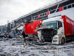 Damage at the Nova Poshta terminal in Novi Korotych near Kharkiv following the 13 January Russian strike. Photo: UAnimals