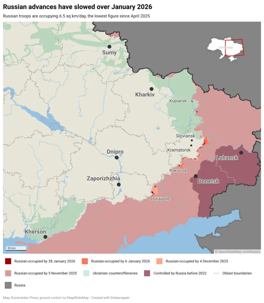 Russian advances 2026 slowed ukraine occupation