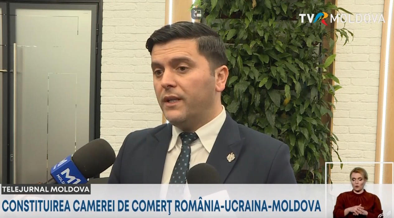 vice president of romanian chamber of deputies adrian cozma speaks at the trilateral moldova-romania-ukraine chamber of commerce launch
