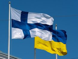 Finland Ukraine flag Finnish and Ukrainian flags. Photo: Wikimedia Commons
