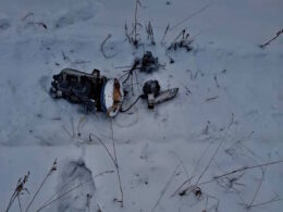 The wreckage of the BM-35 drone