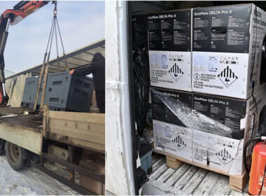 czechs rush $47 million gear keep lights kyiv kharkiv · post generators being loaded onto truck ecoflow battery stations prepared delivery ukraine 2025 czechs-aid czech citizens civic organizations have raised