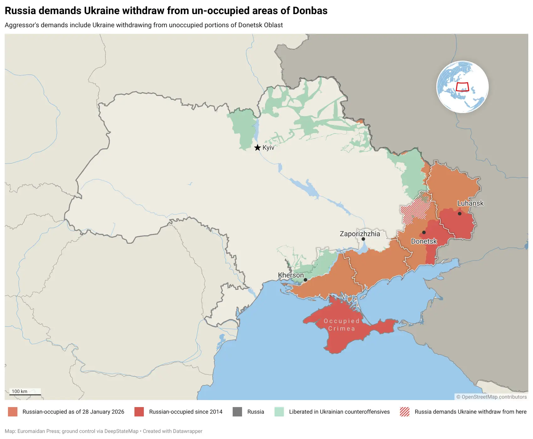 Map Russia occupied Ukraine Russian occupation