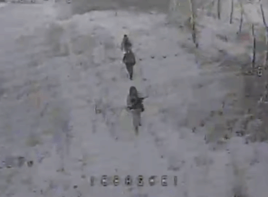 Russian troops attempting to cross into Kharkiv Oblast spotted by Ukrainian border guards. Screenshot from video: Ukraine’s State Border Guard Service