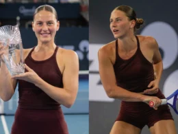 Marta Kostyuk holds the runner-up trophy at the Brisbane International, where she used her speech to describe Ukraine's winter crisis: -20°C, no power, no heat.