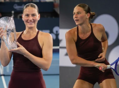 Marta Kostyuk holds the runner-up trophy at the Brisbane International, where she used her speech to describe Ukraine's winter crisis: -20°C, no power, no heat.