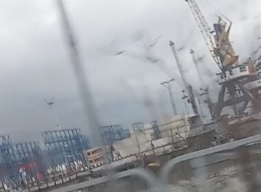 Photo taken in Russia's Novorossiysk port, reportedly showing increased security and camouflage measures, 4 January 2026. Photo: ATESH