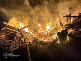 Site of a Russian attack on a home in Kharkiv Oblast, 15 January 2026. Photo: DSNS Kharkiv Oblast