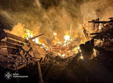 Site of a Russian attack on a home in Kharkiv Oblast, 15 January 2026. Photo: DSNS Kharkiv Oblast