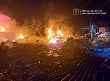 Site of a Russian drone strike on a Zaporizhzhia residential area, 20 January 2026. Photo: Zaporizhzhia Regional Military Administration