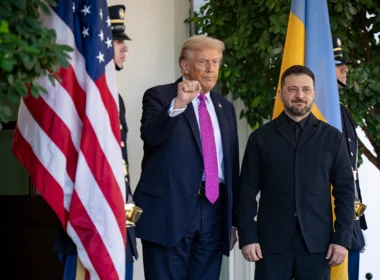 Trump raises his fist beside Zelensky at the White House — some time later, he would tell the NYT that Ukraine's president "has only one thing: Donald Trump."