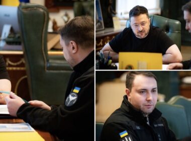 Zelenskyy and Budanov meeting at a desk reviewing documents, with close-up shots of both men during their January 2 discussion