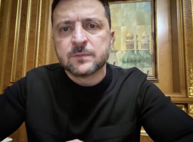 Ukrainian President Volodymyr Zelenskyy speaks during an online press conference about US-Ukraine security deal negotiations