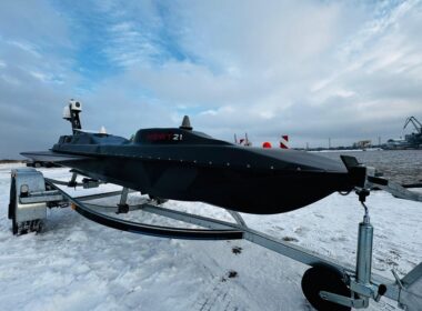 baltics black sea latvia sends ukraine second locally made naval drone · post newt21 trailer near port riga before shipment водний дрон ivans milovs latvijas televīzija news ukrainian reports