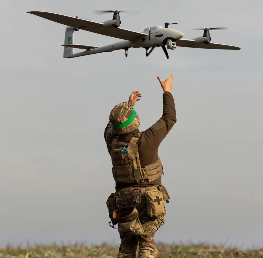 A Ukrainian soldier with a drone. Source: SBS