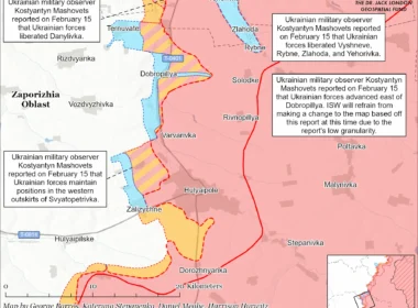 russia spent two months advancing zaporizhzhia oblast — ukraine clawed back up 95 km week · post assessed control terrain eastern 15 2026 eastern-zaporizhia-february-15-2026 ukrainian forces have pushed russian some