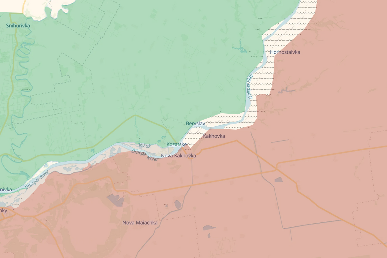 Occupation situation around Beryslav, Kherson Oblast.