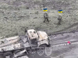 The aftermath of Ukrainian attacks on that Russian truck.