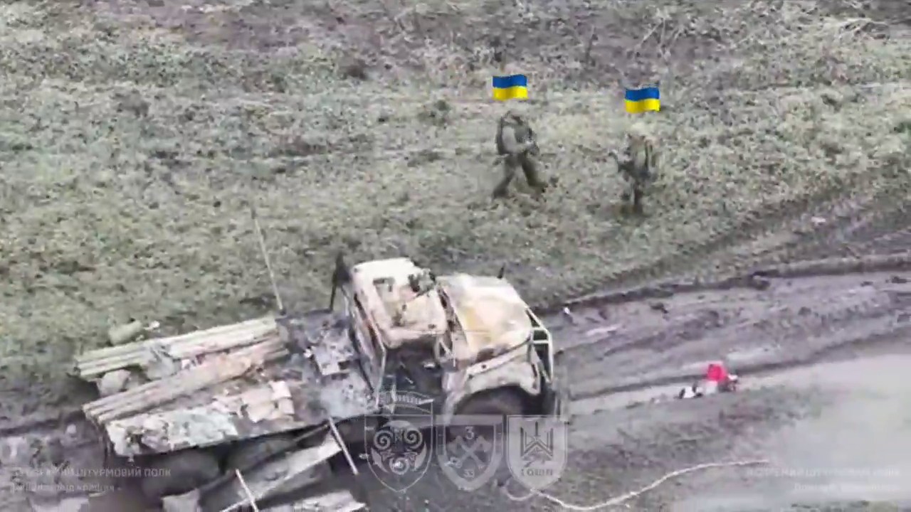 The aftermath of Ukrainian attacks on that Russian truck.