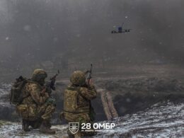 Ukrainian soldiers drone