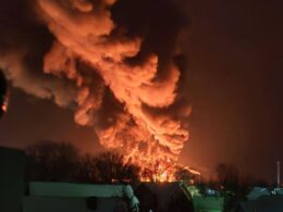 russia built anti-drone nets over oil depot 500 km ukraine — drones burned anyway · post fire velikiye luki pskov oblast 19 2026 untitled news ukrainian reports