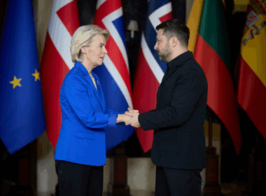 ursula von der leyen and volodymyr zelenskyy at the meeting of the coalition of the willing