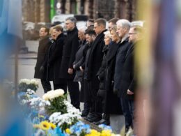 zelenskyy and european leaders in kyiv on 24 february 2026