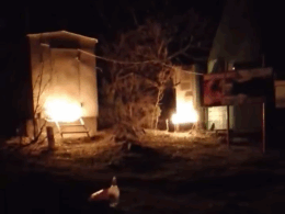 Fires on relay cabinets at a Russian electronic warfare tower in Crimea, following claimed sabotage operation by Atesh agents. Screenshot from video: Atesh