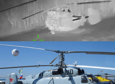 Russia's Kamov Ka-27 in occipied Crimea moments before strike, February 2026. Source: Ukrainian Army's General Staff. Bottom: Reference image. Source: Wikimedia Commons.