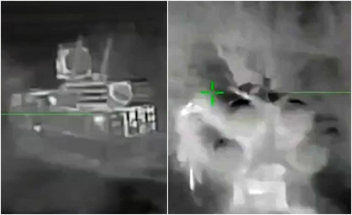 russia's pantsir guarding its s-400 sam system crimea — ukraine destroyed both one night · post pantsir-s1 air defense (l) launcher (r)near sofiivka occupied moments before destruction 25 2026 video