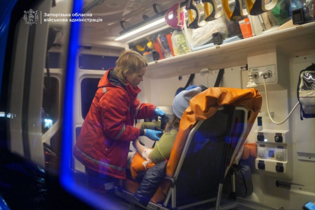 Person being treated in an ambulance following a Russian strike on Zaporizhzhia, 3 February 2026. Photo: Ivan Fedorov