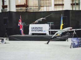 Ukrspecsystems display at opening of new drone production facility in the UK, 25 February 2026. Photo: Valerii Zaluzhnyi on X