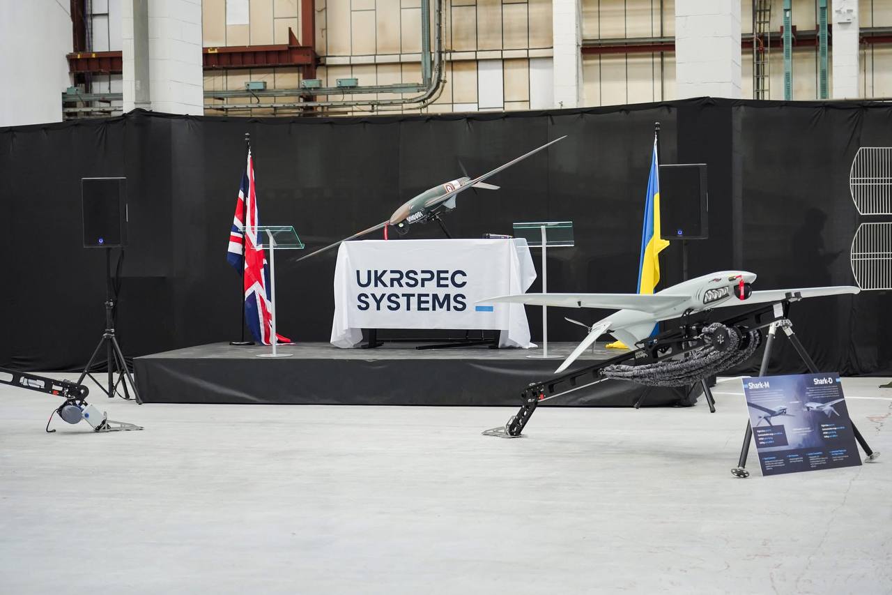 Ukrspecsystems display at opening of new drone production facility in the UK, 25 February 2026. Photo: Valerii Zaluzhnyi on X