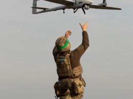 A Ukrainian soldier with a drone. Source: SBS
