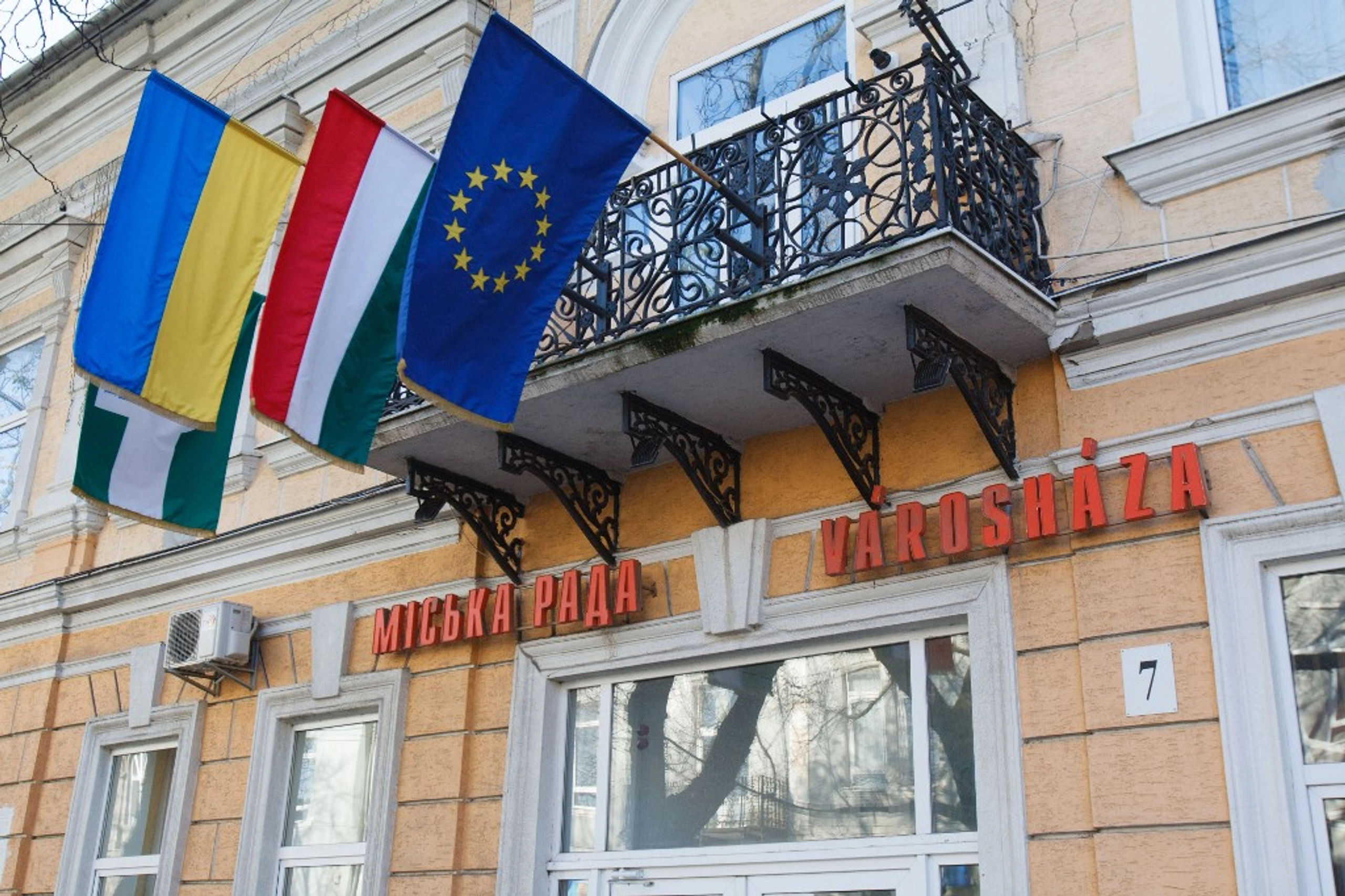 russia faked ukrainian phone numbers threaten hungarians ukraine — help orbán win hungary's election kyiv says · post local hungarian eu flags city hall building zakarpattia oblast's town berehove home