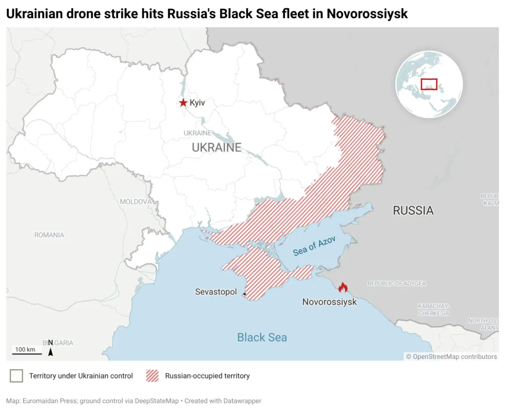 Map Novorossiysk Black Sea Fleet  drone strikes