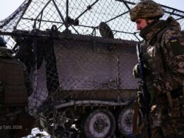 before russia's all-out war ukraine imported almost weapons four years later buys more than any country earth · post ukrainian soldiers 117th separate territorial defense brigade beside armored vehicle fitted