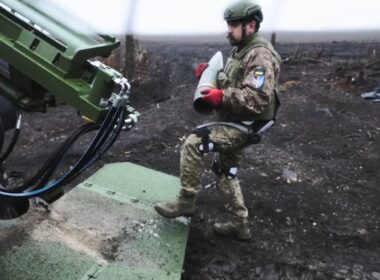 gunners can carry small car's weight shells every day — ukraine fields exoskeletons pokrovsk front · post soldier 147th separate artillery brigade wearing exoskeleton carries round loading arm caesar howitzer