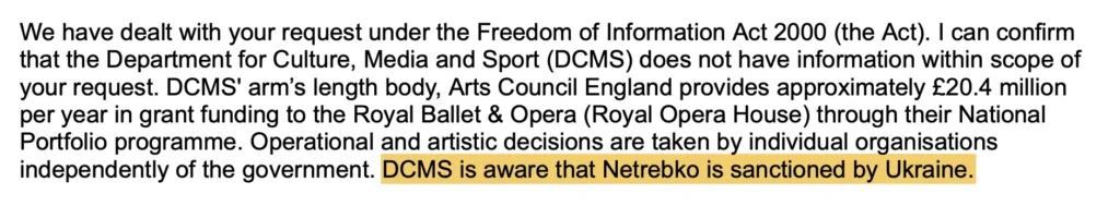 Netrebko protest London UK FCDO