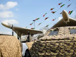 iranian drone struck british base cyprus carried russian navigation system first seen ukraine's skies three months ago · post domestically built shahed drones display pacific press media production corp/the times