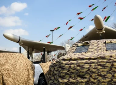 iranian drone struck british base cyprus carried russian navigation system first seen ukraine's skies three months ago · post domestically built shahed drones display pacific press media production corp/the times