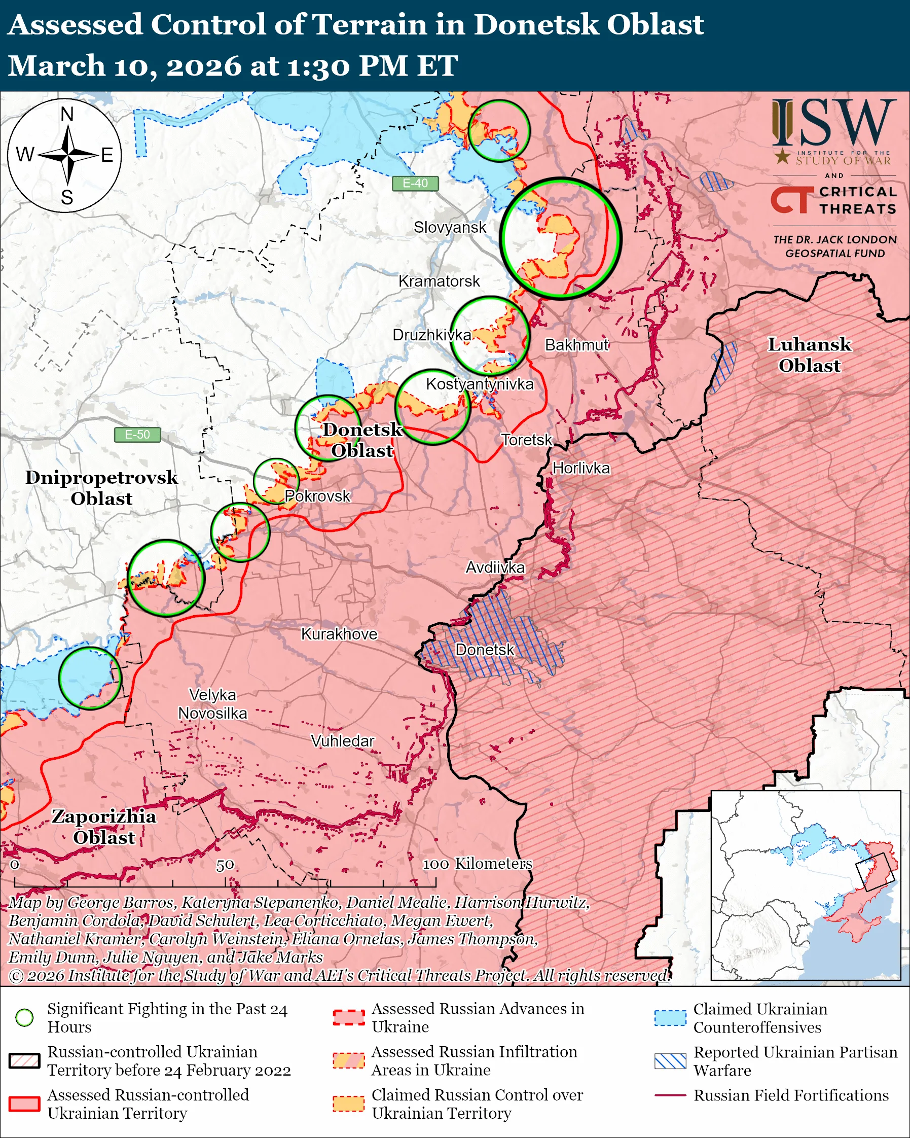 isw ukraine's two-drive advance dnipropetrovsk oblast designed push russia out pre-empt its spring offensive — has liberated over 400 km² · post current situation southeastern ukraine donetsk zaporizhzhia oblasts donetsk-oblast-march-10-2026