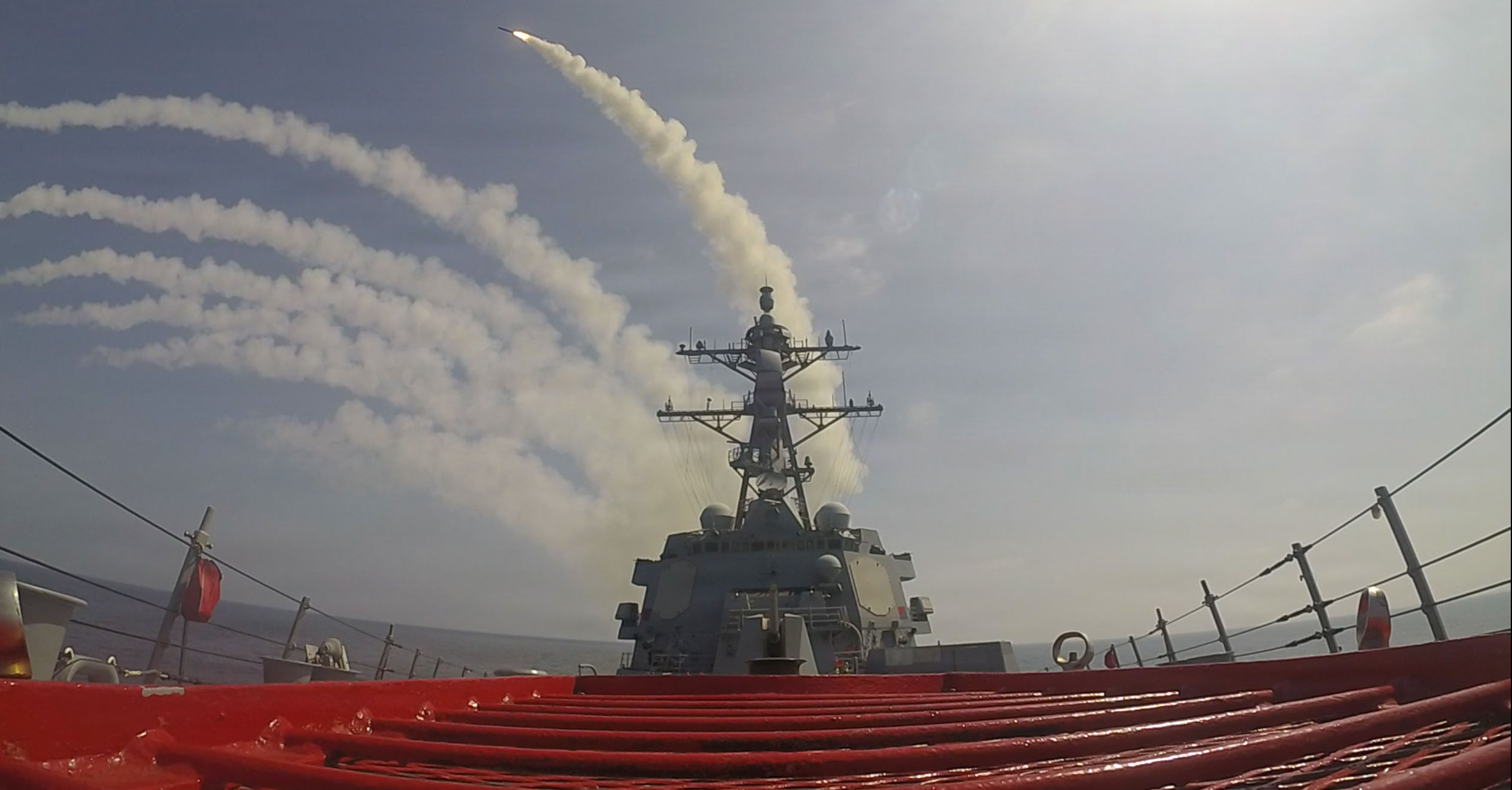 us ship fires a tomahawk missile against iran during operation epic fury
