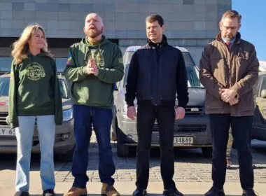 mayor of oslo anne Lindboe, head of ukrainian freedom convoys lars p. solås, ukrainian ambassador to norway oleksandr mishchenko, ambassador of norway to ukraine lars ragnar hansen