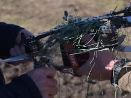 An FPV drone snared by a net fired from a Chipa net gun, developed by BlueBird Tech. Photo: BlueBird Tech via Defense Blog